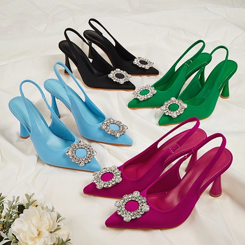 DEleventh Shoes 5556 elegant ladies shoes custom kitten black blue rose heels stock rhinestone heels for ladies heeled sandals