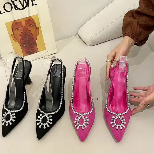 DEleventh Shoes 555-17 Quality High Heel Shoes For Women Faux Suede Black Heels Elegant Dress Shoes Designer Heels For Ladies