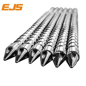 injection molding screw and barrel|screw barrel for injection moulding machine| Injection screws are usually produced in bulk unlike extrusion screw barrels which are unique designed from machine to machine, do be free to contact EJS to get yours made.