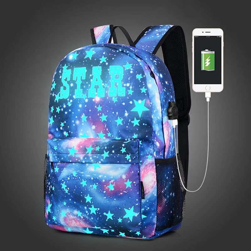 Luminous Galaxy School Bag University students Laptop School Backpack High Class Student School Bags for Boys Teen