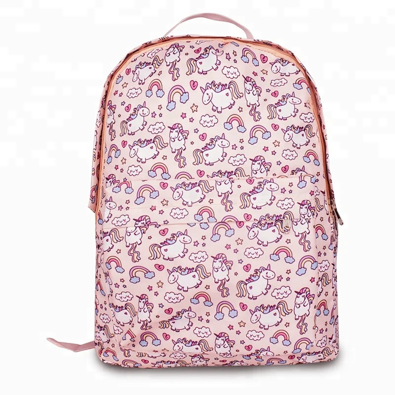 2018 Wholesale Hot Sale Cheap Canvas New Design Pink Unicorn student School Bags for Girls