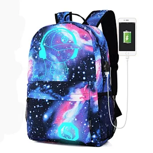 Teens School Backpack Waterproof Laptop Daypack Boys School Bags with USB Charging Port & Headphone Interface