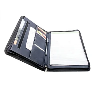 Padfolio Leather Executive Leather Writing Portfolio Presentation Folder with Business Inserted Note Pad for Documents