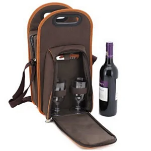 Travel Insulated Wine Carrier Tote Cooler Bag with Carrying Strap
