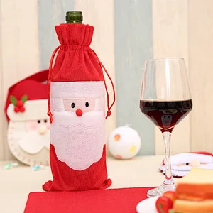 Christmas Decoration Large Wine Bottle Decoration Wine Bag Drawstring wine gift bags