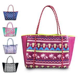 2019 NEW Summer Beautiful Shopping Handbags Ladys Waterproof Washable Large Neoprene Beach Tote Bag with logo