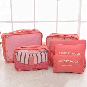 6 Set Packing Cubes , Travel Cube Organizer With Laundry Bag Clothes Storage Bags Travel Luggage Packing Organizers
