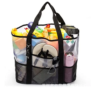 Wholesale Portable Larger Summer Mesh Beach Bag Shower Caddy Tote Handbag Beach Carry Bag