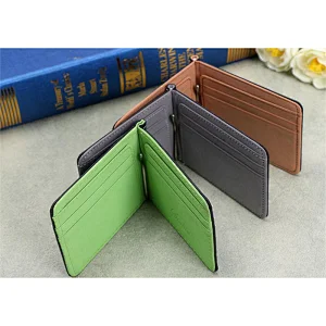 ID Holder RFID Wallet RFID Blocking Leather Slim Wallet Money Clip