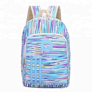 2018 Spring top quality school bag strip canvas school bag seven school bag