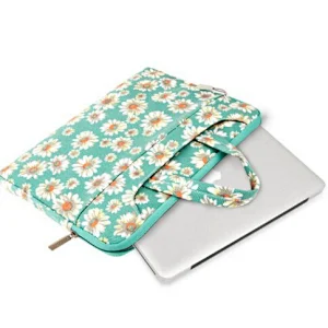 Laptop Shoulder Briefcase Bag Canvas Fabric Sleeve Case for 13-13.3 Inch Notebook Black and White