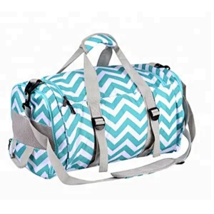 Chevron Stripe Canvas Fabric Gym Bag Sports Duffels Athletic Sport Shoulder Bag