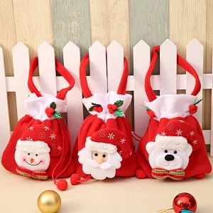 Santa Sack 2019 Cotton Canvas Christmas Sacks Children Gift Storage Bags with Christmas Drawstring Bag