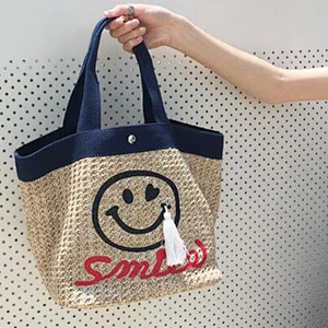 2019 New Design Wholesale Premium Designer Handbag Straw Beach Tote Bag for Embroidery Summer Straw bags