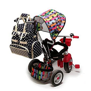 Wholesale Polka Dots Fashion Mummy Nappy Backpack Nylon Boom Baby Diaper Backpack Bag with Changing Pad