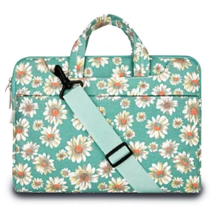 Laptop Shoulder Briefcase Bag Canvas Fabric Sleeve Case for 13-13.3 Inch Notebook Black and White
