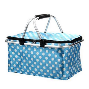 market basket polka dot design basket cooler bag