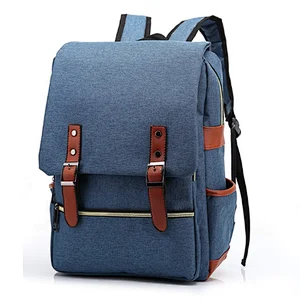 Vintage Laptop Backpack With USB Charging Port Lightweight School Bags