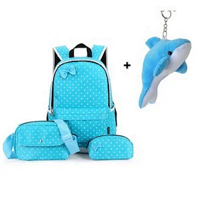 2019 new design Casual Lightweight Canvas backpack children kids school bag set with lunch bag set and pencil bag