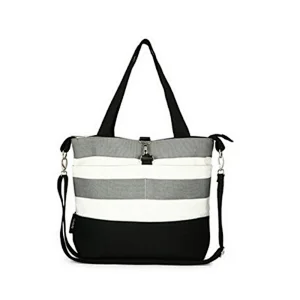 Multifunctional Pretty Hearts Pattern Diaper Nappy Bag Fashion Stripe Compact Mommy Tote Bag for parents newborns and infants