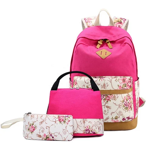 Latest Designs Girls Fashionable Good Quality Cute Backpack school Bags with lunch bag school bags set 3 in 1