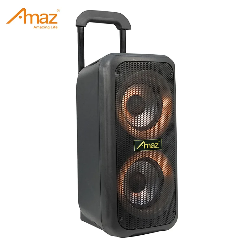 2021 Newest partybox double 8 inch portable karaoke speakers with trolley