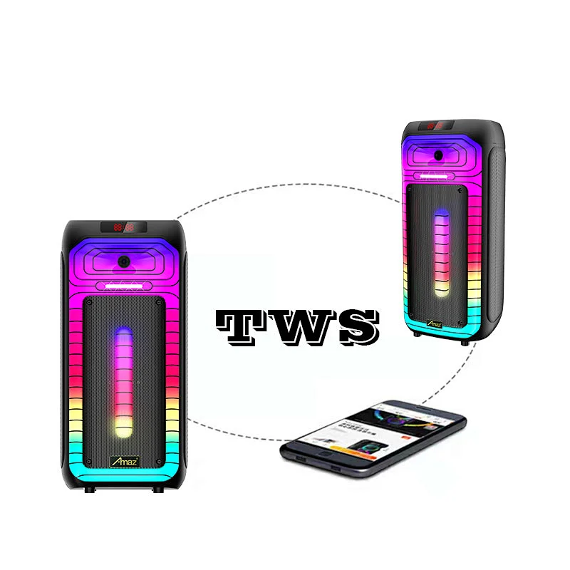 Manufactory Price 2*8inch LED light Karaoke  AL408LWireless OEM Portable BT Party Speaker