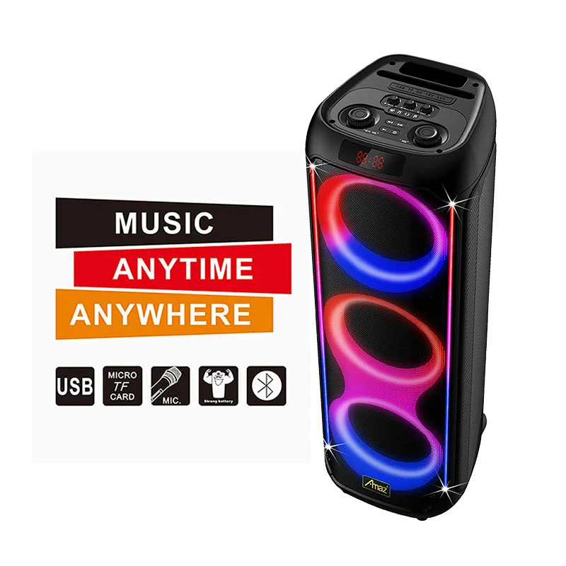 Manufactory Price 2*8inch LED light Karaoke  AL409Wireless OEM Portable BT Party Speaker