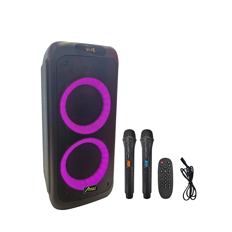 Manufactory Price 2*8inch LED light Karaoke  AL08129C Wireless OEM Portable BT Party Speaker