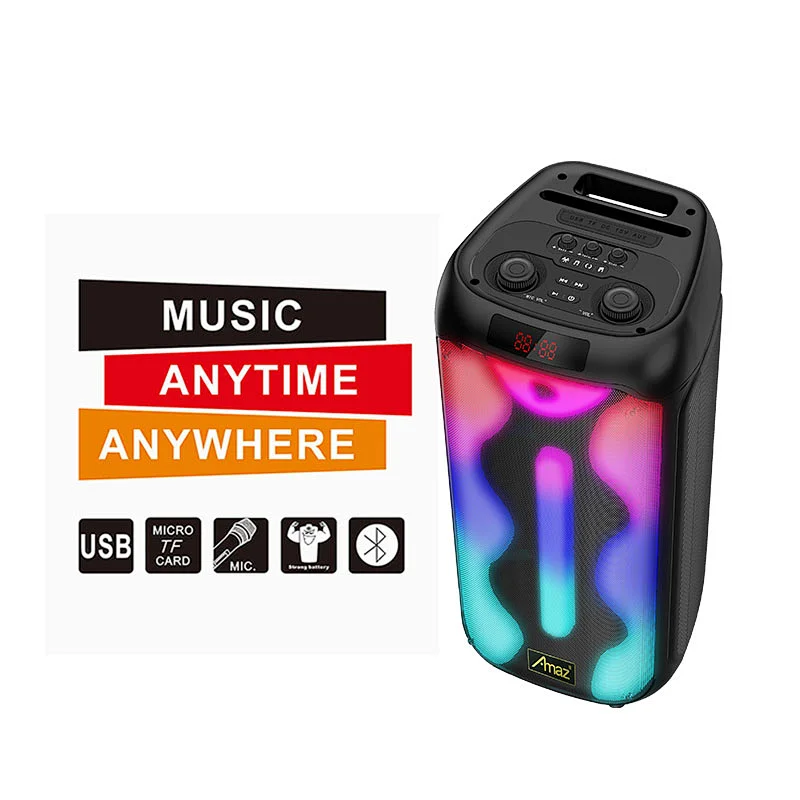 Manufactory Price 2*8inch LED light Karaoke  AL408DWireless OEM Portable BT Party Speaker