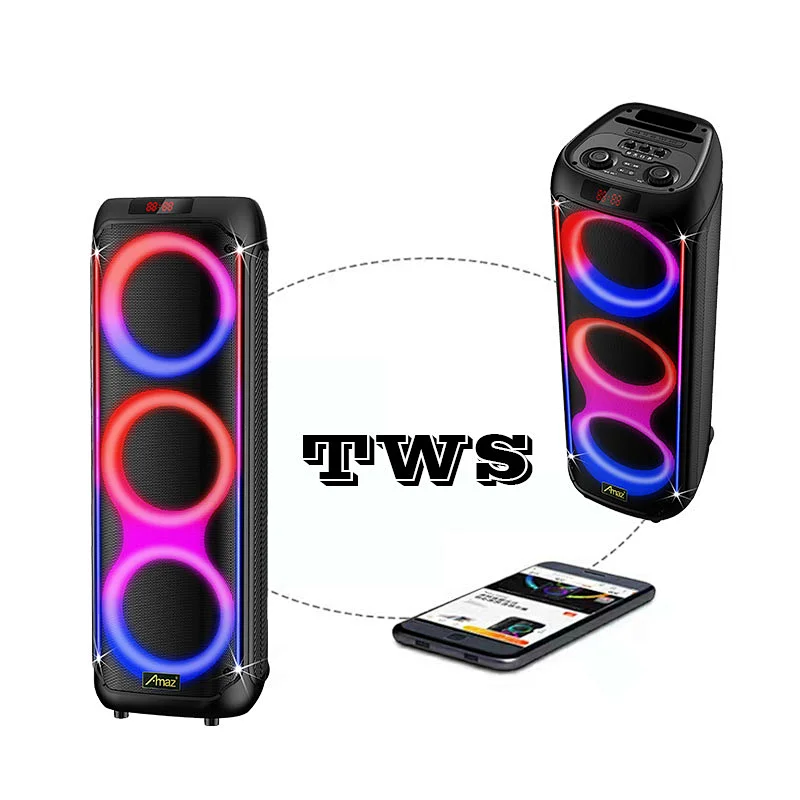 Manufactory Price 2*8inch LED light Karaoke  AL409Wireless OEM Portable BT Party Speaker