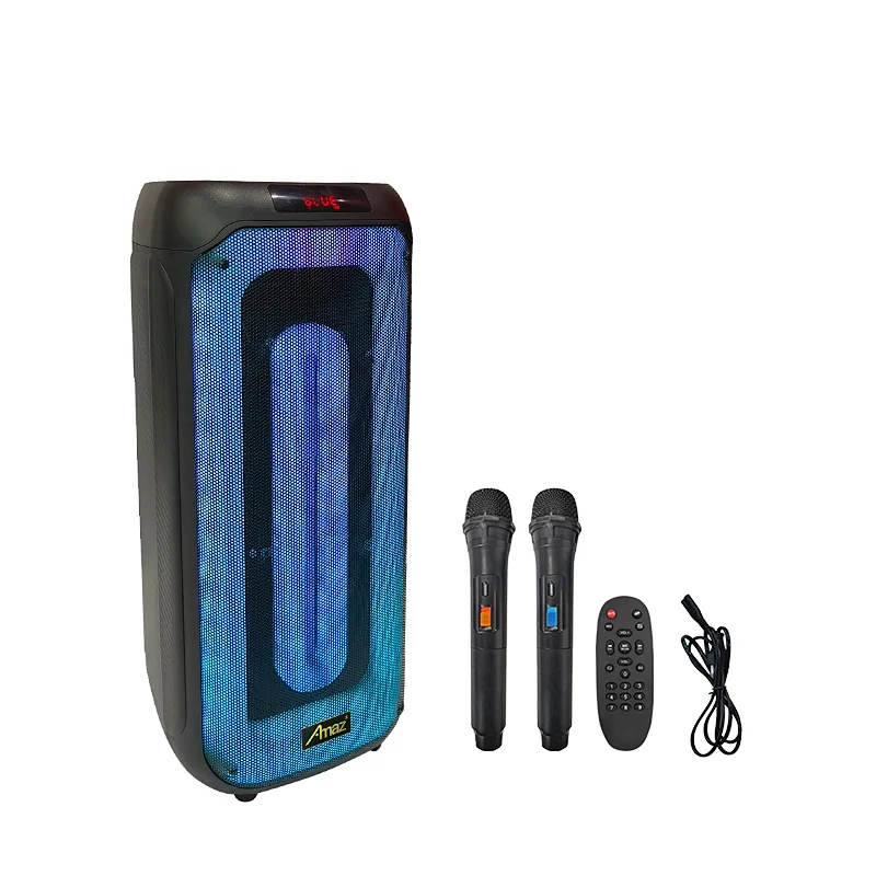 Manufactory Price 2*8inch LED light Karaoke  AL408HWireless OEM Portable BT Party Speaker