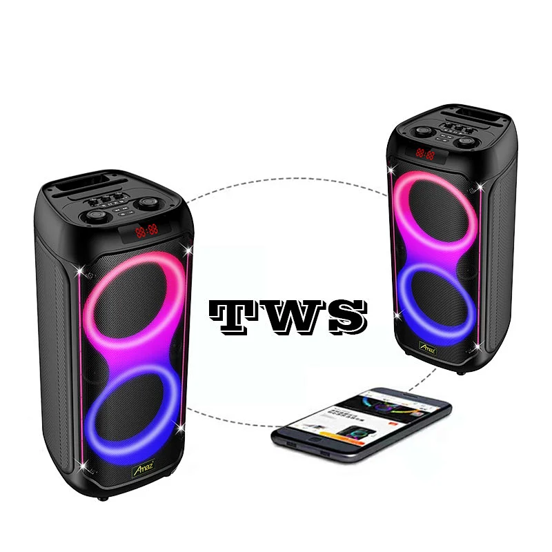 Manufactory Price 2*8inch LED light Karaoke  AL408SWireless OEM Portable BT Party Speaker