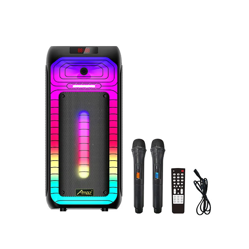 Manufactory Price 2*8inch LED light Karaoke  AL408LWireless OEM Portable BT Party Speaker
