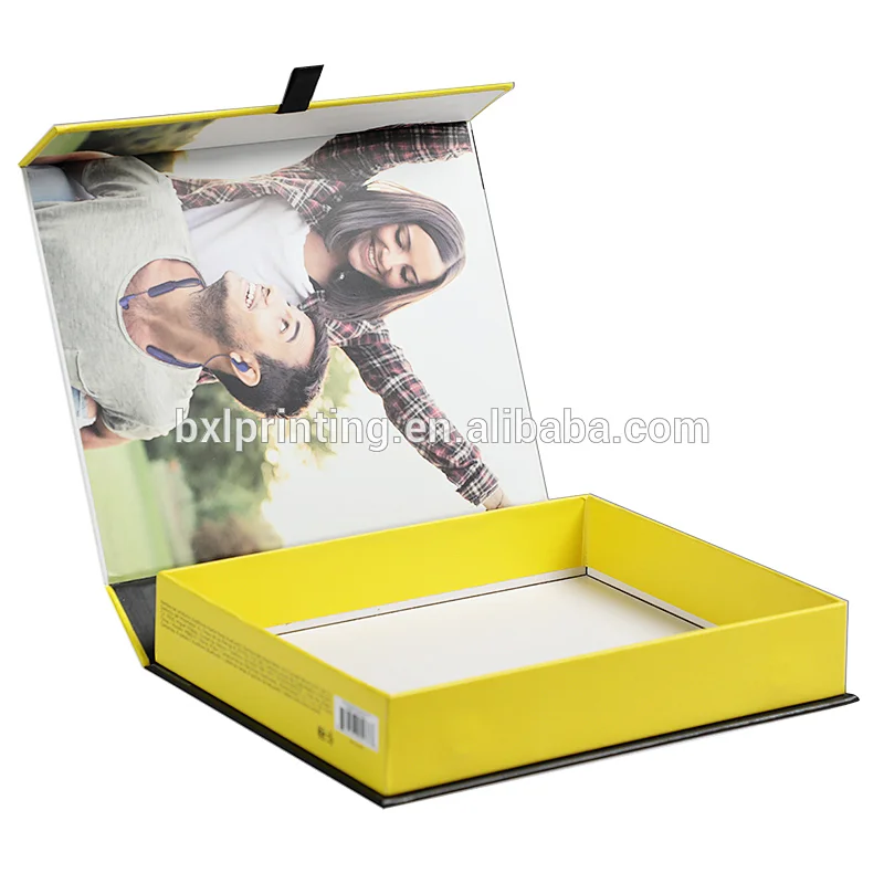 metallic golden 4C UV printing  lid and base cardboard deluxe handmade electronics box