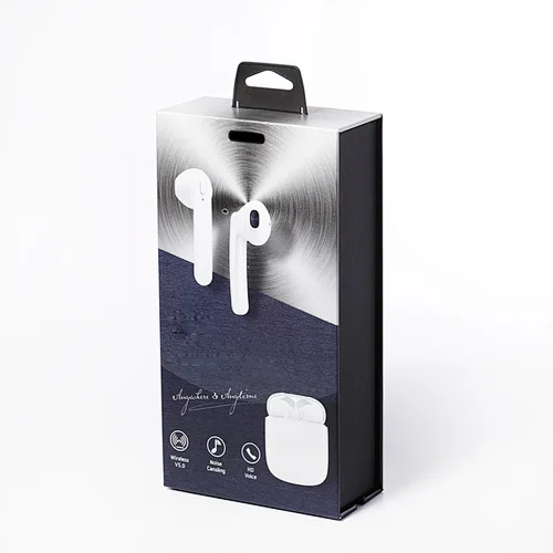 Kundenspezifische Pappschachtel Metallic Sliver Package Flip Earphone Box