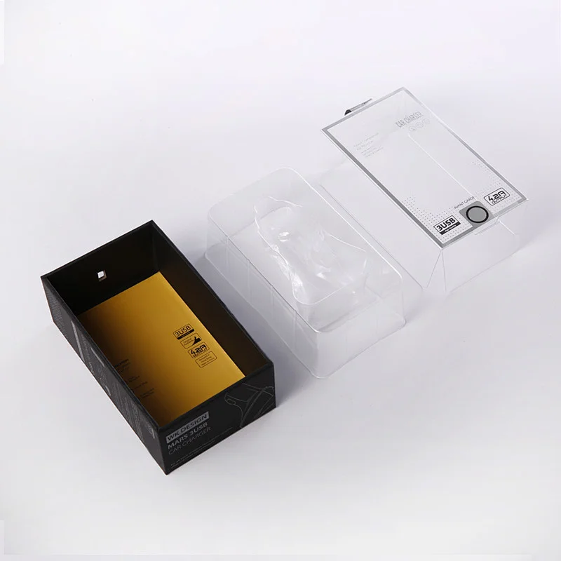 Power Supply Charger Box Metallic Silver Window box With Printing PVC Window