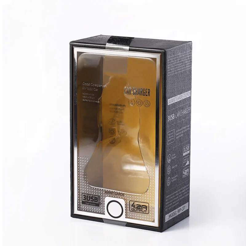 Power Supply Charger Box Metallic Silver Window box With Printing PVC Window