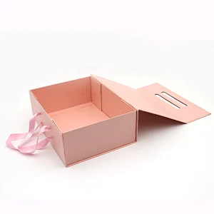 Hot Sale Recyable Customized Logo White Black Rose Gold Pink Big Magnetic Folding Box with Ribbon
