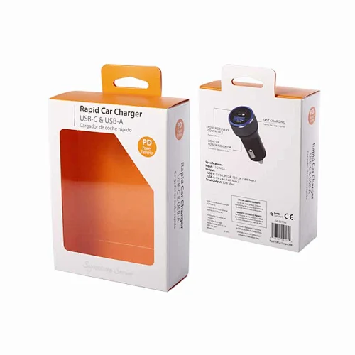 luxury foldable eco friendly recycled paper packaging boxes custom logo clear window cable package