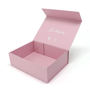 Luxury Pink Packaging Custom Hair Extensions Cardboard Gift Box With Magnetic Closure