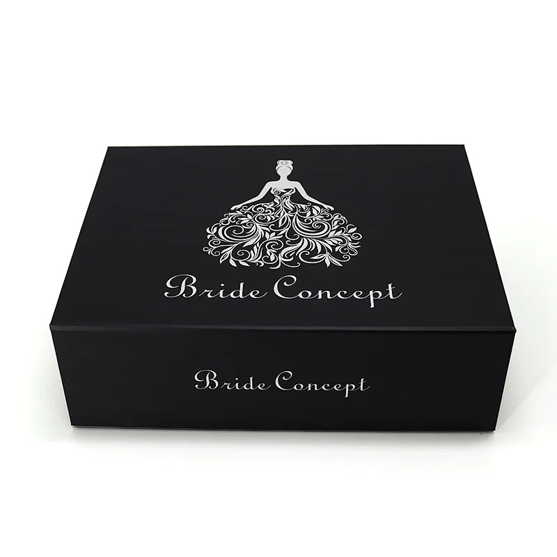 elegant luxury black magnetic folding gift boxes for hair bundles packing