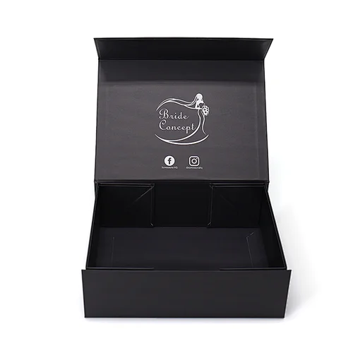 elegant luxury black magnetic folding gift boxes for hair bundles packing