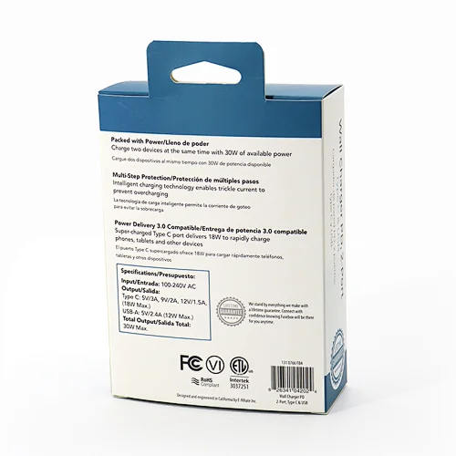 custom electronic device packaging box paper package box for mobile chargers