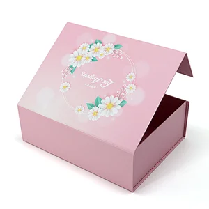 Luxury Pink Packaging Custom Hair Extensions Cardboard Gift Box With Magnetic Closure