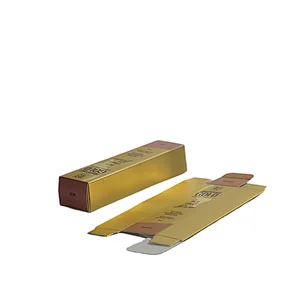 Folding metallic golden printed art paper lipstick packaging for cosmetic box