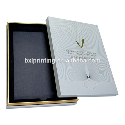 Silver custom color printed rigid paper cardboard luxury cosmetic packaging face mask jewellery gift box