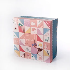 Custom high quality metallic golden paper 4C UV printed removable lid cardboard luxury handmade gift box