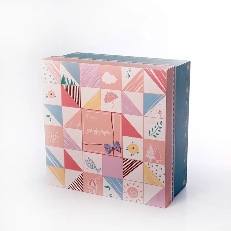 Custom high quality metallic golden paper 4C UV printed removable lid cardboard luxury handmade gift box