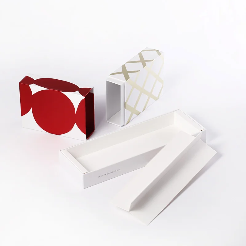 Hot sale high quality luxury printed packaging white paper cardboard Christmas drawer gift box